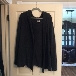 Mens acrylic and wool A line hooded cardigan